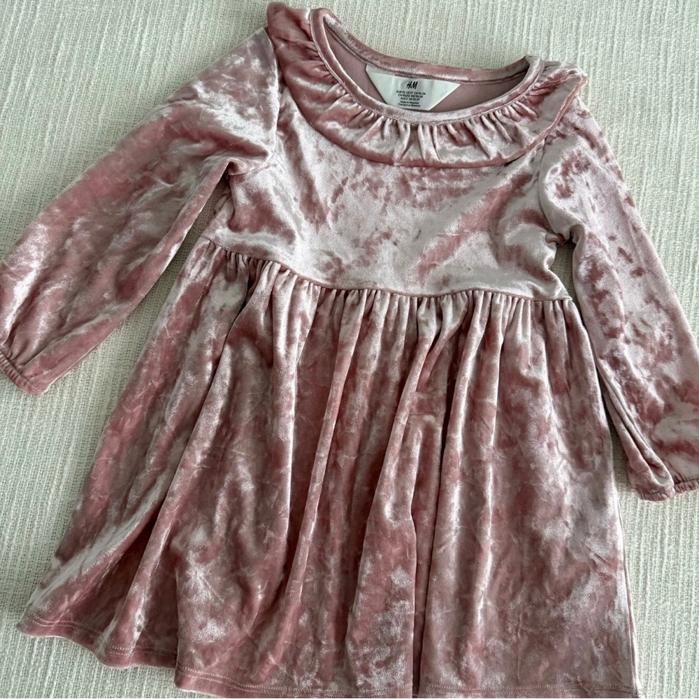 H&M Blush Velvet Ruffle Dress - Picture 3 of 4